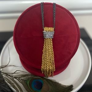 Stella & Dot Crystal Silver tassel necklace